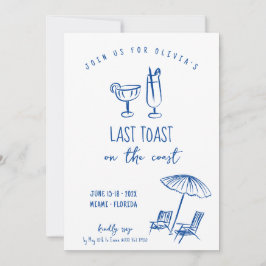 Sista skål på kusten-bachelorette helg inbjudningar
