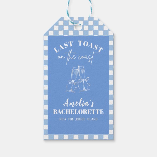 Sista skål på kusten blå möhippa present presentetikett (Framsidan)