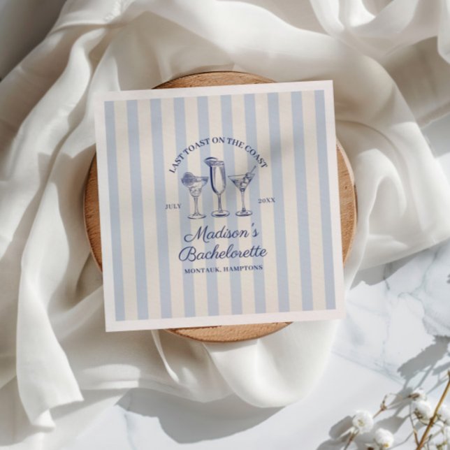 Sista skål på kusten dammig blå randig pappersservett (Skapare uppladdad)