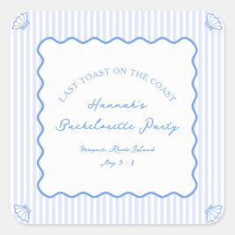 Sista skålen på kusten Blå möhippa Fyrkantigt Klistermärke