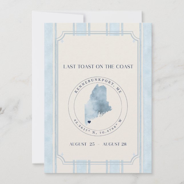 Sista skålen på kustens Kennebunkport möhippa Inbjudningar (Framsida)