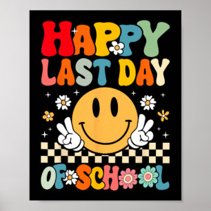 Sista Skoldagen Leende Groovy Ansikte Lärare Somma Poster