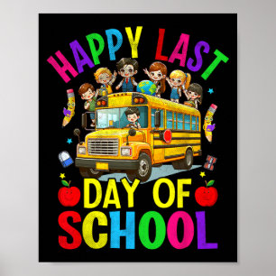Sista Skoldagen Söt Skolbuss Elev Lärare Poster