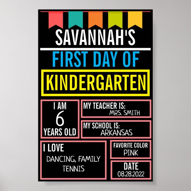 Sista skoldagen svart tavla för barn flickor pojka poster (Framsidan)