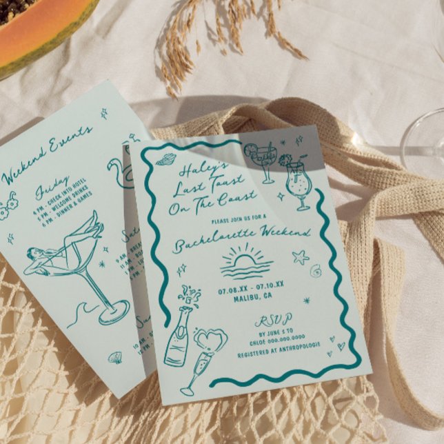 Sista skon på Kusten Aqua Bachelorette Helg Inbjudningar (Skapare uppladdad)