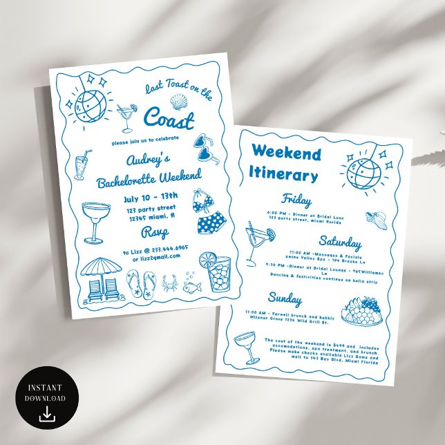 Sista skon på Kusten Bachelorette Helg Inbjudningar (Skapare uppladdad)