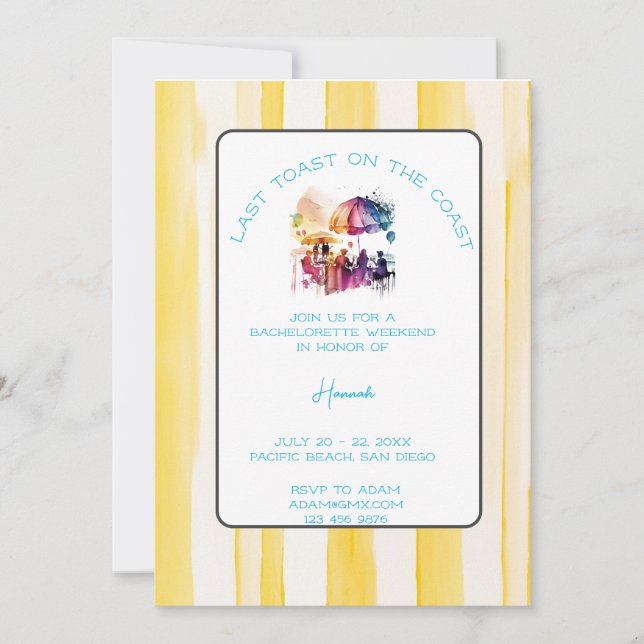 Sista skon på Kusten Bachelorette Helg Inbjudningar (Framsida)