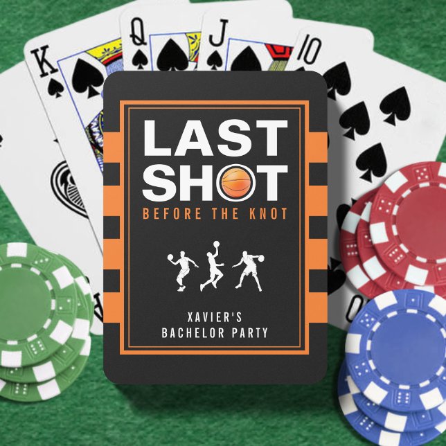 Sista Skottet Basketbröllop Orange Randig Casinokort (Skapare uppladdad)