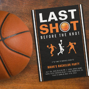 Sista skottet för basketbröllop möhippa Orange & S Inbjudningar