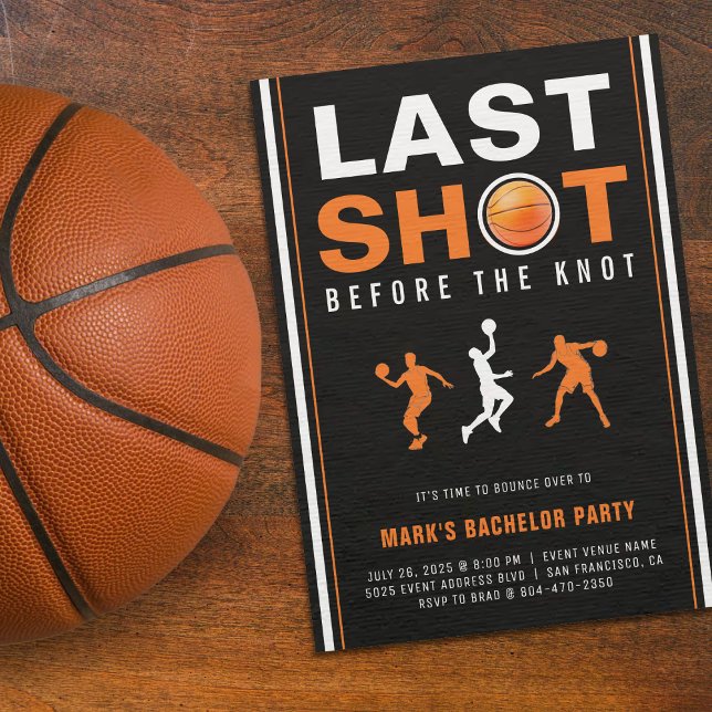 Sista skottet för basketbröllop möhippa Orange & S Inbjudningar (Skapare uppladdad)