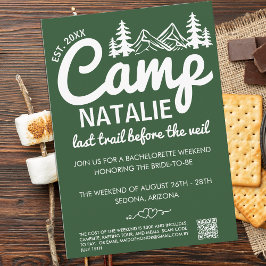 Sista spår före Veil Camp Bachelorette Party Inbjudningar