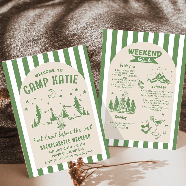 Sista spår före Veil Camp Bachelorette Party Inbjudningar (Skapare uppladdad)