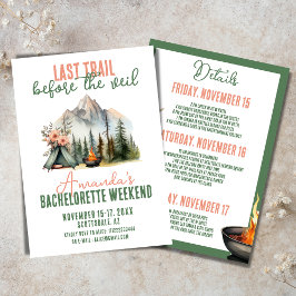 Sista spår Glamping Bachelorette Itinerary Helg Inbjudningar