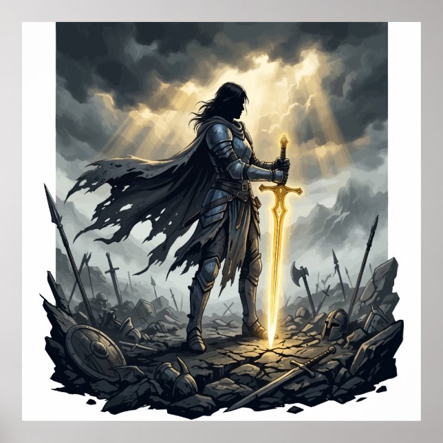Sista Stående Mörk Fantasy Krigare Episk Strid Poster (Framsidan)