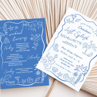 Sista stänket Handritad Strand Helg Möhippa Inbjudningar