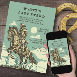 Sista stativ Western Bachelor Party Cowboy Rustic Inbjudningar