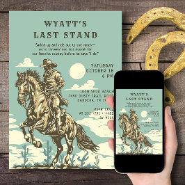 Sista stativ Western Bachelor Party Cowboy Rustic Inbjudningar