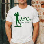 Sista svängen före ringen Golfkandidaten T Shirt<br><div class="desc">The Last Swing Before the Ring-kollektionen är en raffinerad, golfinspirerad samling för möhippor som blandar preppy-charm med en touch av lekfull ande. Med en djärv golfares siluett i djupgrönt och knivskarpt vitt presenterar denna kollektion den perfekta designen för en klassisk fest på golfbanan. Med rena linjer, atletisk elegans och tidlös...</div>