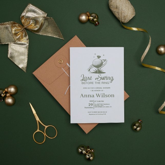 Sista svängen innan ringbröllopsfesten inbjudningar (minimal elegant simple Last Swing Before the Ring Bridal Shower Invitation)