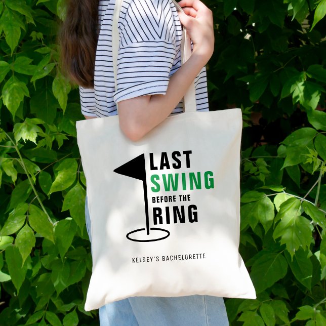 Sista svängen innan ringen Golf Bachelorette-fest Tygkasse (Last Swing Before the Ring Golf Bachelorette Party Tote Bag
)