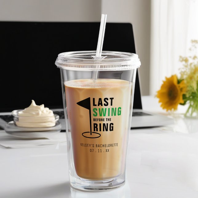 Sista svängen innan ringen golf möhippa take away mugg (Last Swing Before the Ring Golf Bachelorette Party Acrylic Tumbler
)