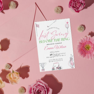 Sista svängen innan ringen Rosa golf bröllopsdusch Inbjudningar