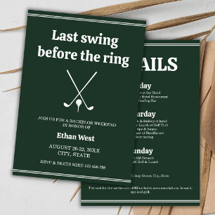 Sista swing Golf Snyggt Bachelor Helg Itinerary Inbjudningar