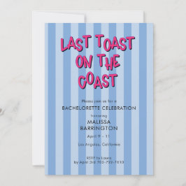 Sista Toast Blue Stripe Bachelorette w/QR-kod Inbjudningar