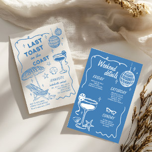 SISTA TOAST RETRO DOODLE BACHELORETTE HELG INBJUDNINGAR
