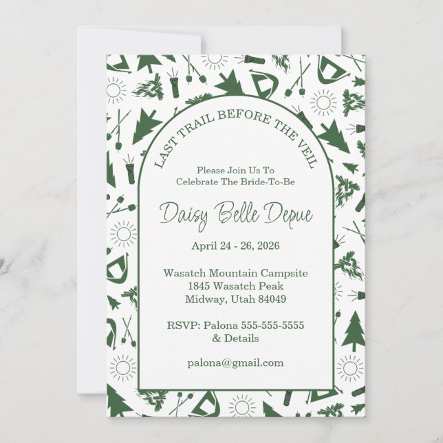 Sista utflykten före slöjan Möhippa Grön Inbjudningar (Framsida)