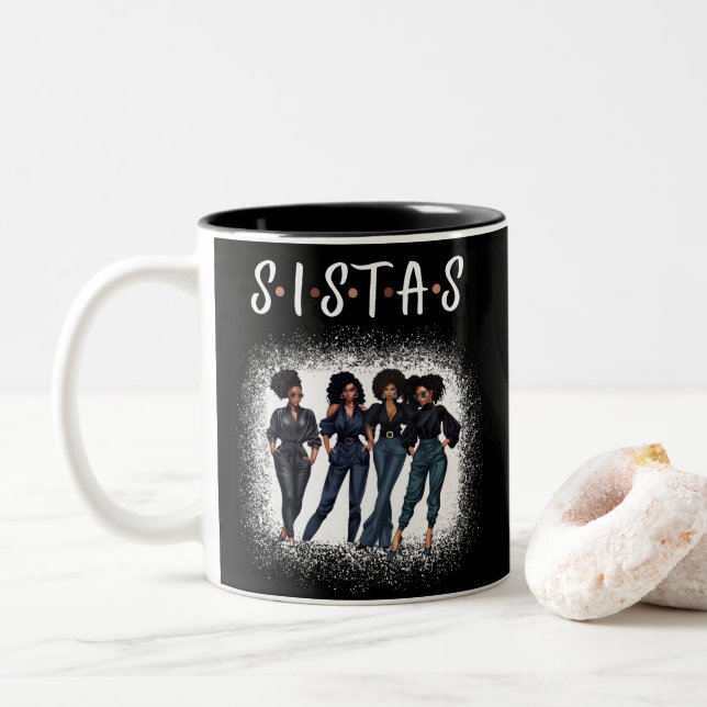 Sistas, Melanin Queen, Black Girlkompisar Två-Tonad Mugg (Med munk)