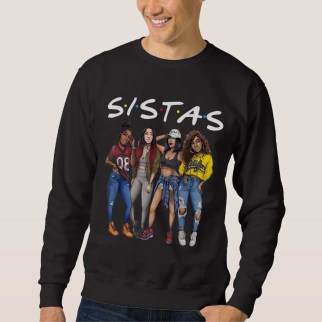 Sistas Queen Melanin African American Women Black Lång Ärmad Tröja (Framsida)