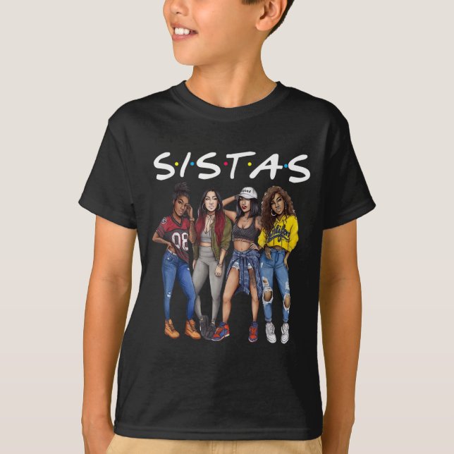 Sistas Queen Melanin African American Women Black T Shirt (Framsida)