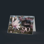 Sister 90:e födelsedag med magnolia kort<br><div class="desc">En vacker rosa magnolia som växer på träd under våren. Ett vackert kort som gör din syster glad på hennes 90:e födelsedag.</div>