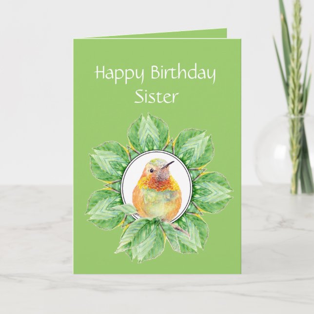 Sister Anpassningsbar Birthday Rufous Hummingbird Kort (Framsida)