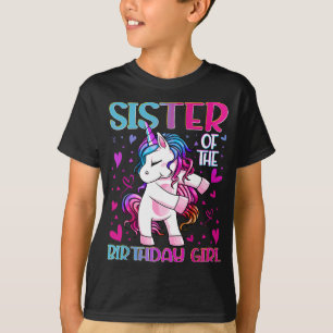Sister av Birthday Girl Flossing Unicorn Siste T Shirt