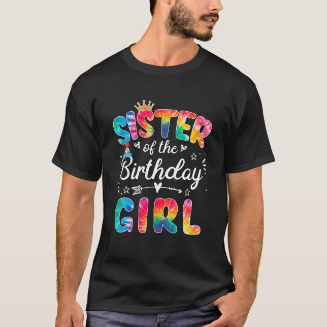 Sister av födelsedag Princess Tie Dye Matching m T Shirt (Framsida)