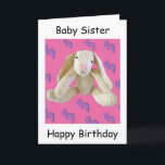 Sister baby födelsedagskort Bunny Rabbit underbar! Kort<br><div class="desc">Här är ett underbart födelsedagskort för ett barn till ge till baby syster. Du kan ändra hälsning på framsidan och versen inuti eller lämna tom. Ta en titt på min andra mugg,  produkter och kort i mitt knivband. mönster används för bunny byallsmeans.com</div>