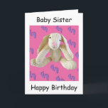 Sister baby födelsedagskort Bunny Rabbit underbar! Kort<br><div class="desc">Här är ett underbart födelsedagskort för ett barn till ge till baby syster. Du kan ändra hälsning på framsidan och versen inuti eller lämna tom. Ta en titt på min andra mugg,  produkter och kort i mitt knivband. mönster används för bunny byallsmeans.com</div>
