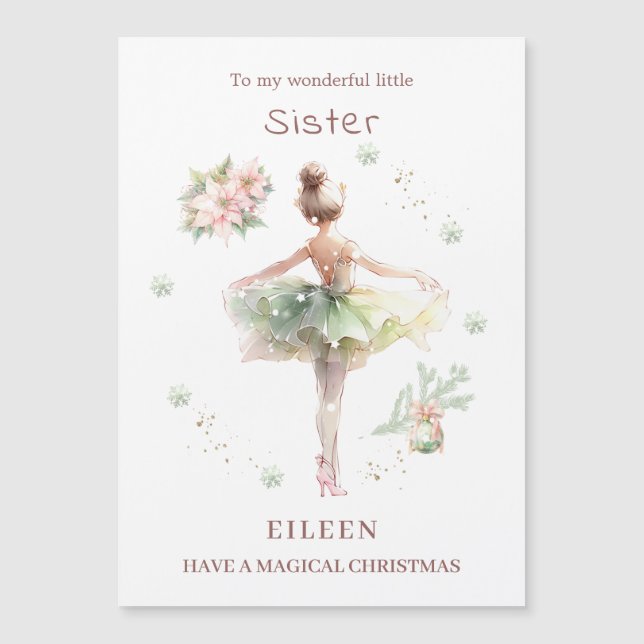 Sister Ballerina jul Magnetic Card (Framsida)