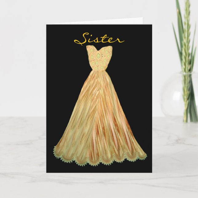 SISTER be min bridesmaid AUTUMN GULD Dress Inbjudan (Framsida)