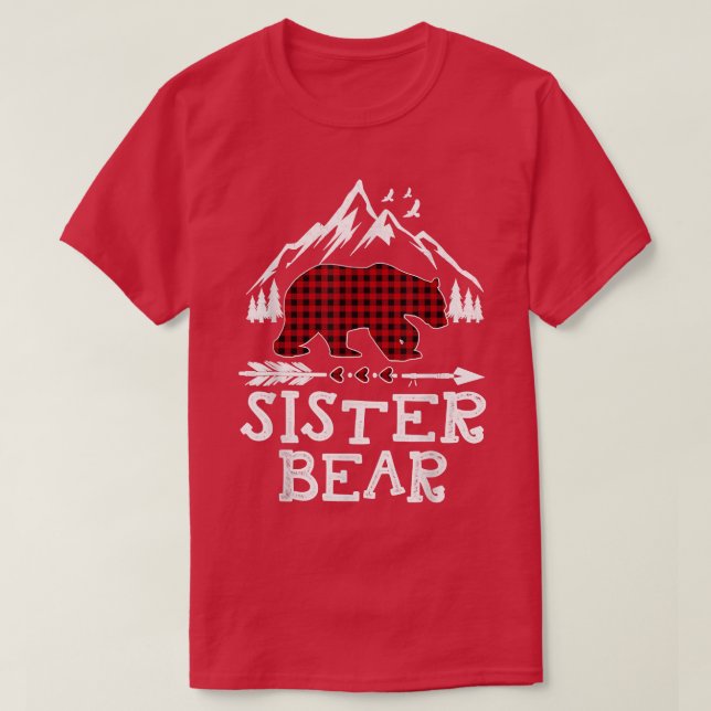 Sister Bear jul jul Pajama Red Play Buffalo Fam T Shirt (Design framsida)