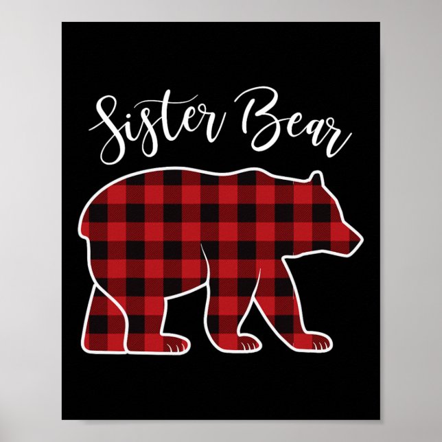 Sister Bear Pajama Red Buffalo Julafton Funny Fami Poster (Framsidan)
