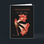 Sister Birthday Belladonna Lily Kort<br><div class="desc">Du har kom över de vackraste blomkrämkorna på Zazzle. En slående bild av en färglös blomma på en svart bakgrund, med hälsning som är lämpligt för ett tillfälle. Det är inte bara framsidan som är vacker, baksidan har också en bild av framblomman. När mottagaren är avslutat är ram denna skönhet...</div>