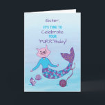 Sister Birthday betalades ut med Sparkly Glitter l Kort<br><div class="desc">En mystisk halvbilsvarelse på halva sjöjungfrun visas på framsidan av detta färgkort som skulle skicka roligtens födelsedagskalendrar och önskemål till din sötaste syster. Låt henne skratta på hennes speciella dag genom att ge det här kortet.</div>