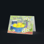 Sister Birthday Card Lemon Daisy Watercolor Kort<br><div class="desc">En skål med skarpa,  mogna citroner och blåsande shasta-daisy blommor som målats i vattenfärg.</div>