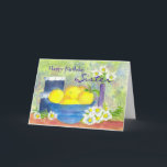 Sister Birthday Card Lemon Daisy Watercolor Kort<br><div class="desc">En skål med skarpa,  mogna citroner och blåsande shasta-daisy blommor som målats i vattenfärg.</div>