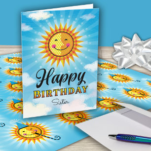 Sister Birthday Cute Sol Kort