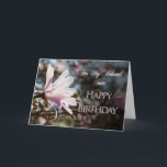 Sister Birthday-kort med magnolia Kort<br><div class="desc">En vacker rosa magnolia som växer på träd under våren. Ett vackert kort som gör din syster glad.</div>