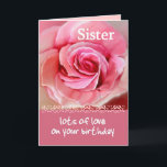 SISTER Birthday med Rosa ros och Snöre Kort<br><div class="desc">Det här födelsedagskortet med pastel rosa ros och snöre är ett sött sätt att önska er mycket speciella syster Grattis på födelsedagen.</div>